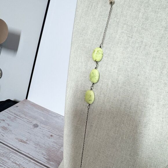 Sterling Silver Long Chain Necklace Stone Beads Bohemian Larimar Turquoise Pearl - Picture 5 of 8